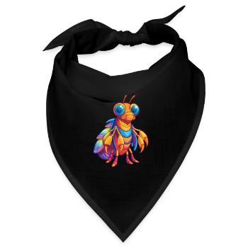 Pfau Mantis Garnelen Bunte Kawaii Karikatur - Bandana - Schwarz - Vorne