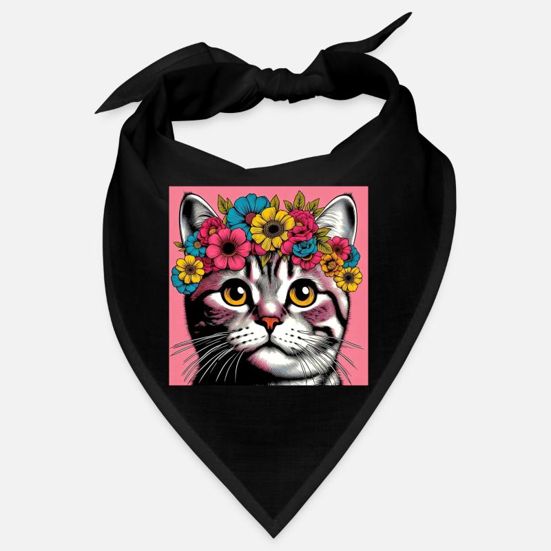 Katze mit Blumen Bandana