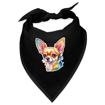 Chihuahua Wasserfarbe - Bandana - Schwarz - Vorne
