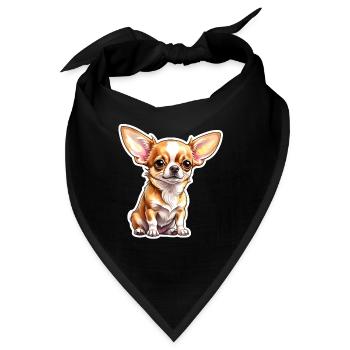 Chihuahua Wasserfarben - Bandana - Schwarz - Vorne