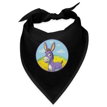 Esel Niedlich Kawaii Cartoon Clipart Tier Haustier - Bandana - Schwarz - Vorne
