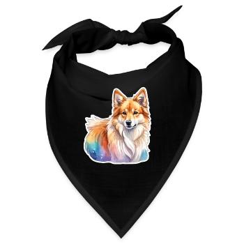 Islandhund Wasserfarben - Bandana - Schwarz - Vorne