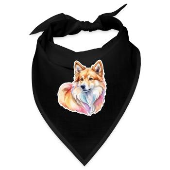 Islandhund Wasserfarben - Bandana - Schwarz - Vorne
