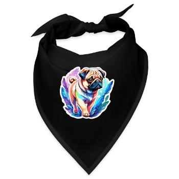 Mops Wasserfarben - Bandana - Schwarz - Vorne