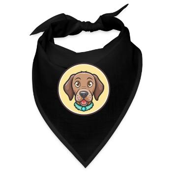 Pudelpointer Hund Rasse Cartoon Kawaii Clipart Haustier - Bandana - Schwarz - Vorne