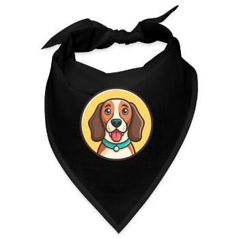 Trigg Hound Hund Rasse Lustige Karikatur Kawaii Clipart - Bandana - Schwarz - Vorne