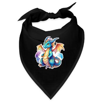 Drache Wasserfarben - Bandana - Schwarz - Vorne