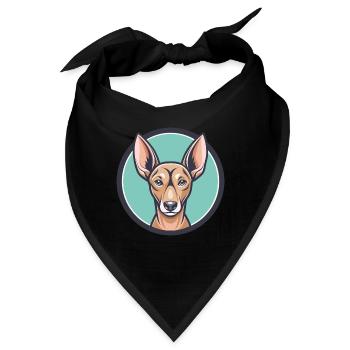 Cirneco Dell Etna Hunderasse Cartoon Kawaii Clipart - Bandana - Schwarz - Vorne