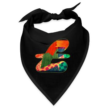 Abstraktes Muster in lebendigen Farben - Bandana - Schwarz - Vorne