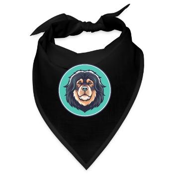 Tibetische Dogge Hunderasse Karikatur Kawaii Clipart - Bandana - Schwarz - Vorne