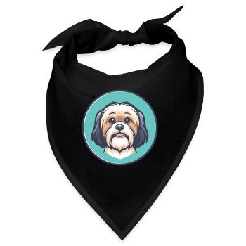 Tibetische Kyi Apso Hunderasse Cartoon Kawaii Clipart - Bandana - Schwarz - Vorne