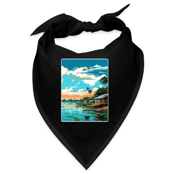 Manaus Brasilien Reise Poster Souvenir Malerei WPA - Bandana - Schwarz - Vorne