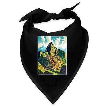 Machu Picchu Peru Reise Poster Souvenir Farbe WPA - Bandana - Schwarz - Vorne