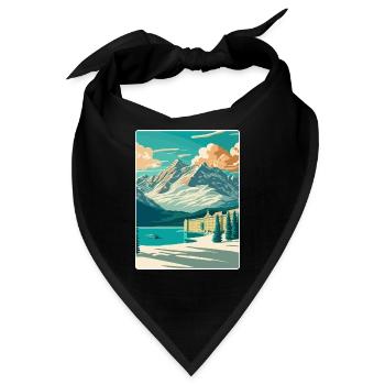 St. Moritz Ski Resort Mountain Travel Poster - Bandana - Schwarz - Vorne