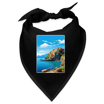 Cinque Terre Italien Patmos Reiseposter Souvenir - Bandana - Schwarz - Vorne