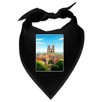 Reims Frankreich Reise Poster Souvenir Postkarte Farbe - Bandana - Schwarz - Vorne
