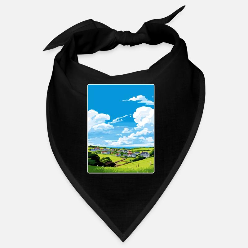Crantock, Cornouailles, Angleterre, Affiche de voyage, Souvenir Bandana