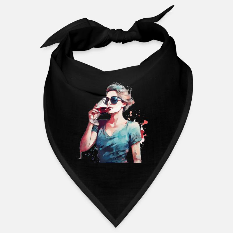 Femme buvant du vin rouge Bandana