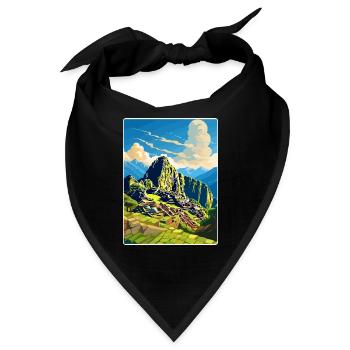 Machu Picchu Peru Reise Poster Souvenir Farbe WPA - Bandana - Schwarz - Vorne