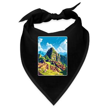 Machu Picchu Peru Reise Poster Souvenir Farbe WPA - Bandana - Schwarz - Vorne