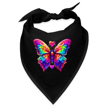 Bunter psychedelischer Schmetterling - Bandana - Schwarz - Vorne