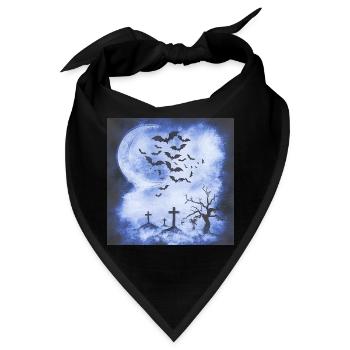Mondnacht über dem Friedhof mit Fledermäusen - Bandana - Schwarz - Vorne