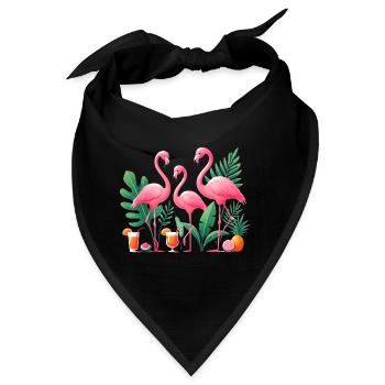 Tropische Flamingos Säfte Illustration - Bandana - Schwarz - Vorne