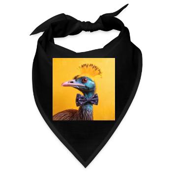 Blauer Vogel mit Fliege - Bandana - Schwarz - Vorne