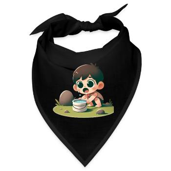 Verspieltes Kind, das an der Schüssel trinkt - Bandana - Schwarz - Vorne