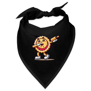 Dabbing Pie Cartoon mit Nudelholz - Bandana - Schwarz - Vorne