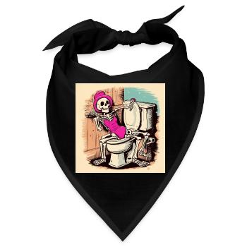 Skelett im Badezimmer mit Badeanzug - Bandana - Schwarz - Vorne
