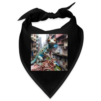 Gecko in China Tier Lebewesen Drachen Dragon - Bandana - Schwarz - Vorne