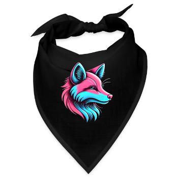 Neon Fox Glow Künstlerisches Design - Bandana - Schwarz - Vorne
