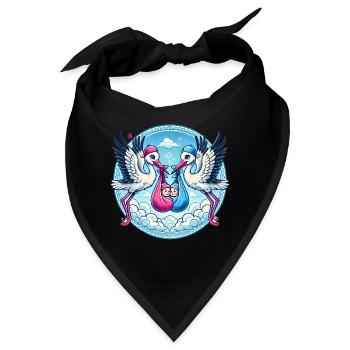 Rosa oder Blauer Storch Baby Bundle Design - Bandana - Schwarz - Vorne