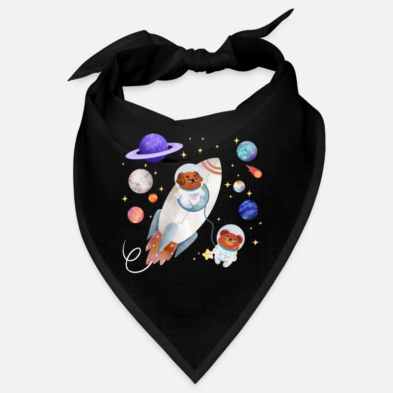 Dog and teddy bear explore space Bandana