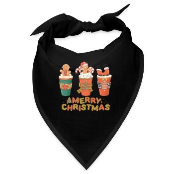 Festliche Weihnachtsmotive auf Getränkebecher - Bandana - Schwarz - Vorne