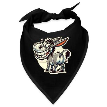 Lustiger Esel Cartoon Retro Aufkleber Design - Bandana - Schwarz - Vorne