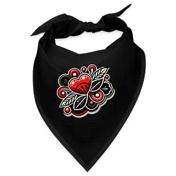 Klein, aber herrisch, mutiges Herz-Design - Bandana - Schwarz - Vorne