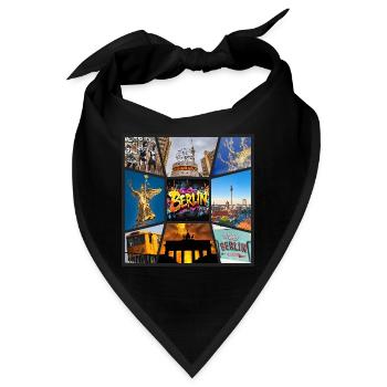 Berlin Skyline Stadt Deutschland Collage Graffiti - Bandana - Schwarz - Vorne