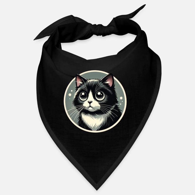 Chat noir et blanc dans le style de la bande dessinée Bandana