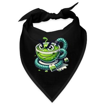 Lustige schelmische Teetasse Karikatur - Bandana - Schwarz - Vorne