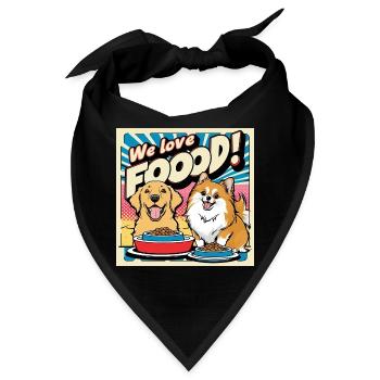 Comic Dogs - We Love Food - Bandana Dreieckstuch - Schwarz - Vorne
