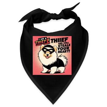 Comicstyle Pomeranian Dog "I am a thief" - Bandana - Schwarz - Vorne