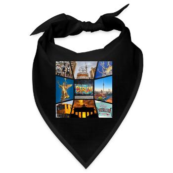 Berlin Skyline Stadt Deutschland Collage Graffiti - Bandana - Schwarz - Vorne