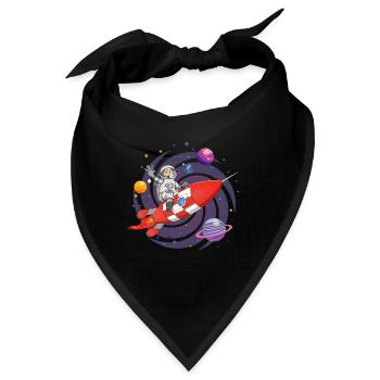 Der Astronaut und die rote Rakete im All. - Bandana - Schwarz - Vorne