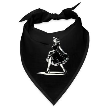 Rockabilly Style Frau Kleid Pumps Retro Geschenk - Bandana - Schwarz - Vorne