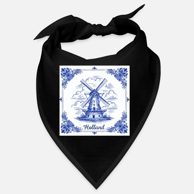 Tuile de moulin à vent bleu de Delft Bandana