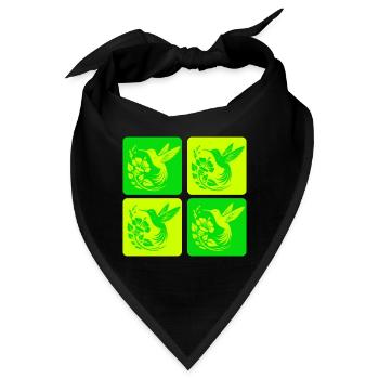 Kolibri & Blüte – Nature Design - Bandana - Schwarz - Vorne