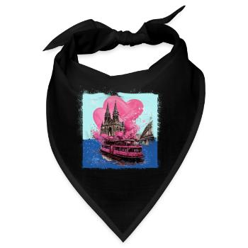 kölner dom,dom,koeln,herzen,malerei,pastell - Bandana - Schwarz - Vorne