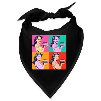 Backen Torte Backkönigin Backfee Bäckerin Pop Art - Bandana - Schwarz - Vorne